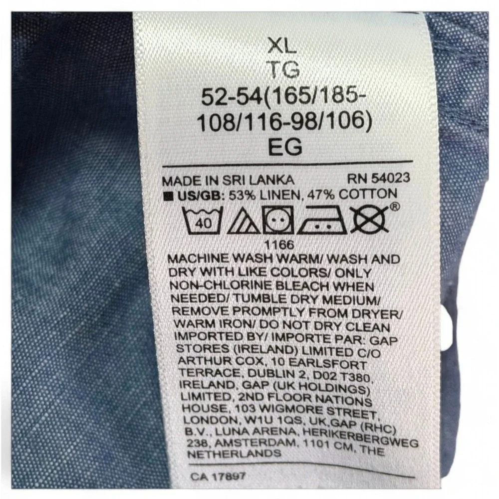Banana Republic Casual Shirt Men's XL Blue Chambray Short Sleeve Button Up